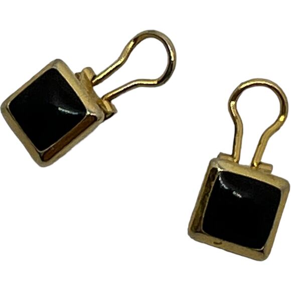 Black and Gold 90s Square Clip-On Earrings - Good Condition - Picture 5 of 8